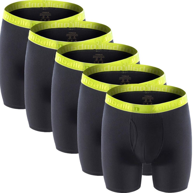 ZONBAILON Mens Bamboo Viscose Black Underwear Pack XL Breathable Anti Chafing No Ride Up Male Boxer Briefs Pack with Pouch for Balls 40 42 - Image 1